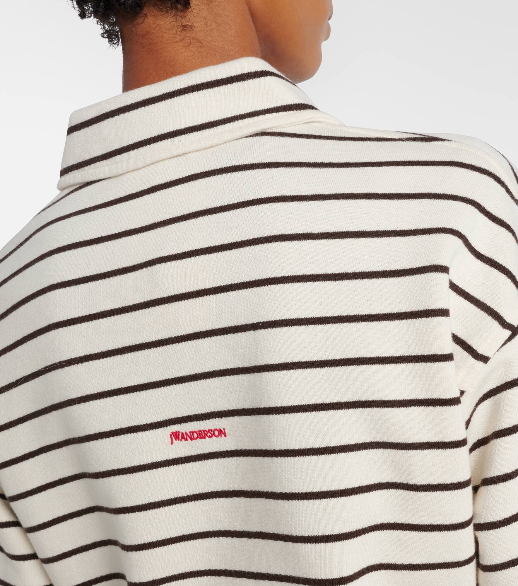 Cropped striped cotton polo sweater - 6
