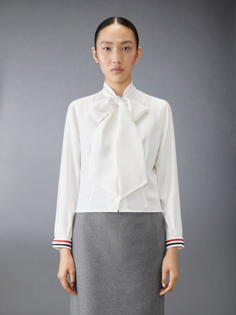 Thom Browne Silk Twill Bow Collar Blouse outlook