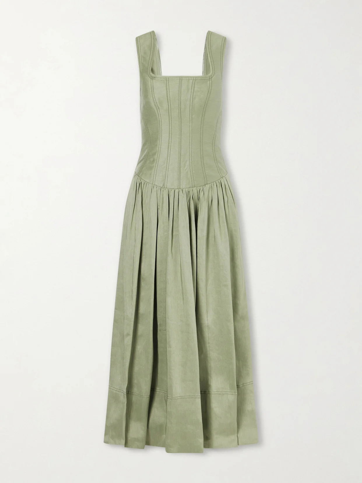 Spirelle Linen-blend Dupione Midi Dress - 1
