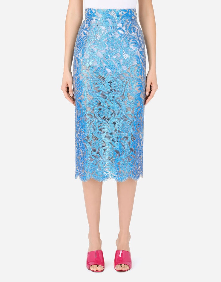 Laminated lace midi skirt - 1