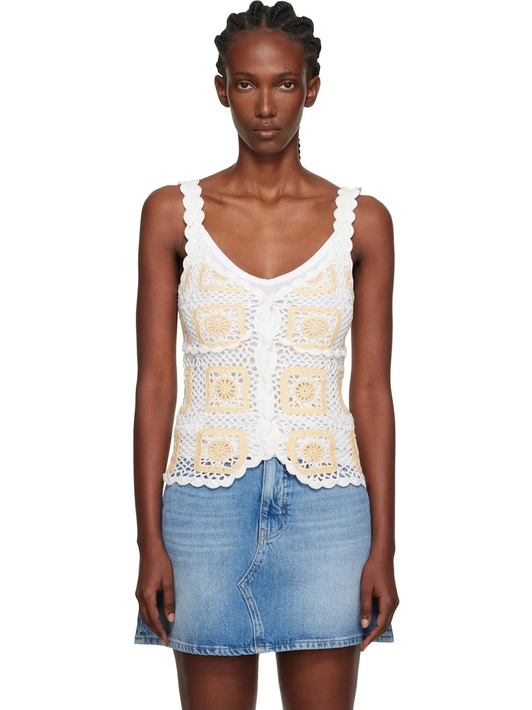 White Rosie Crochet Tank Top - 1
