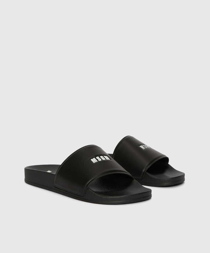 Black pool slides with MSGM micro logo 3
