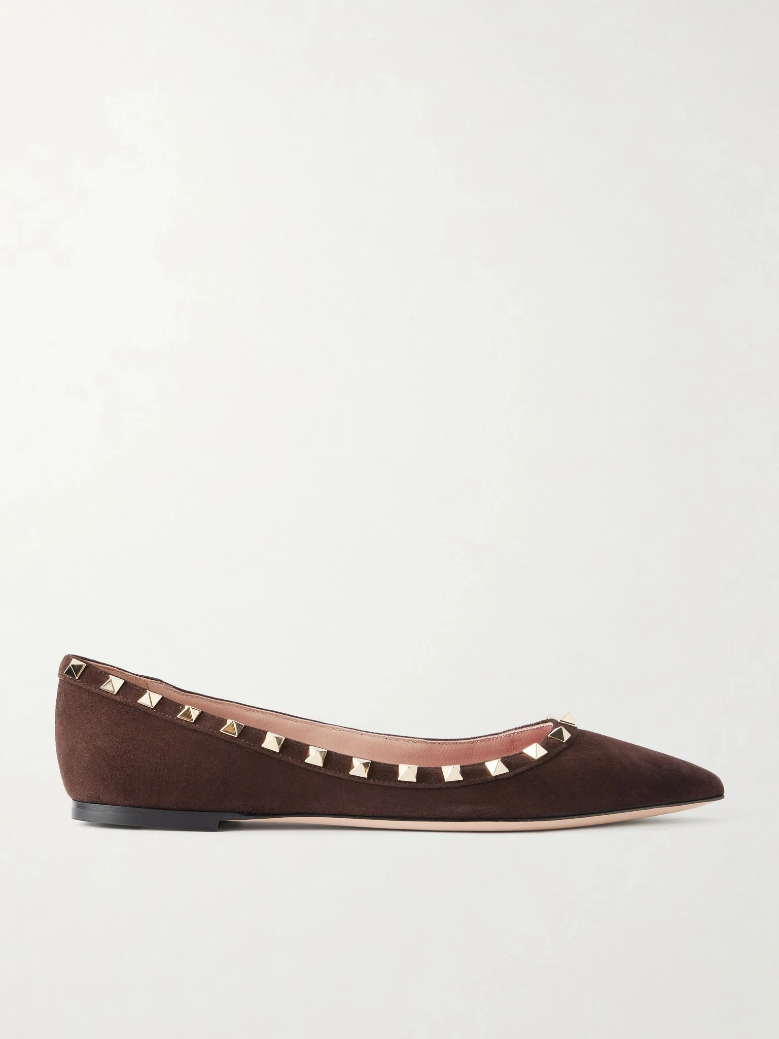 Rockstud suede ballet flats Dark brown - 1