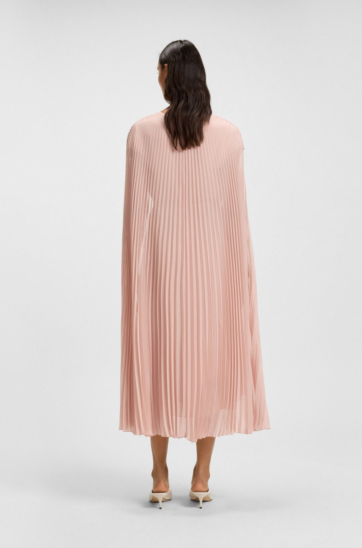 BELTED DRESS IN CRINKLE CHIFFON WITH OVERLAY - 4