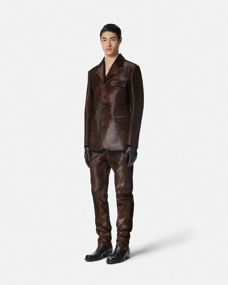 VERSACE Pony-Effect Leather Jacket outlook