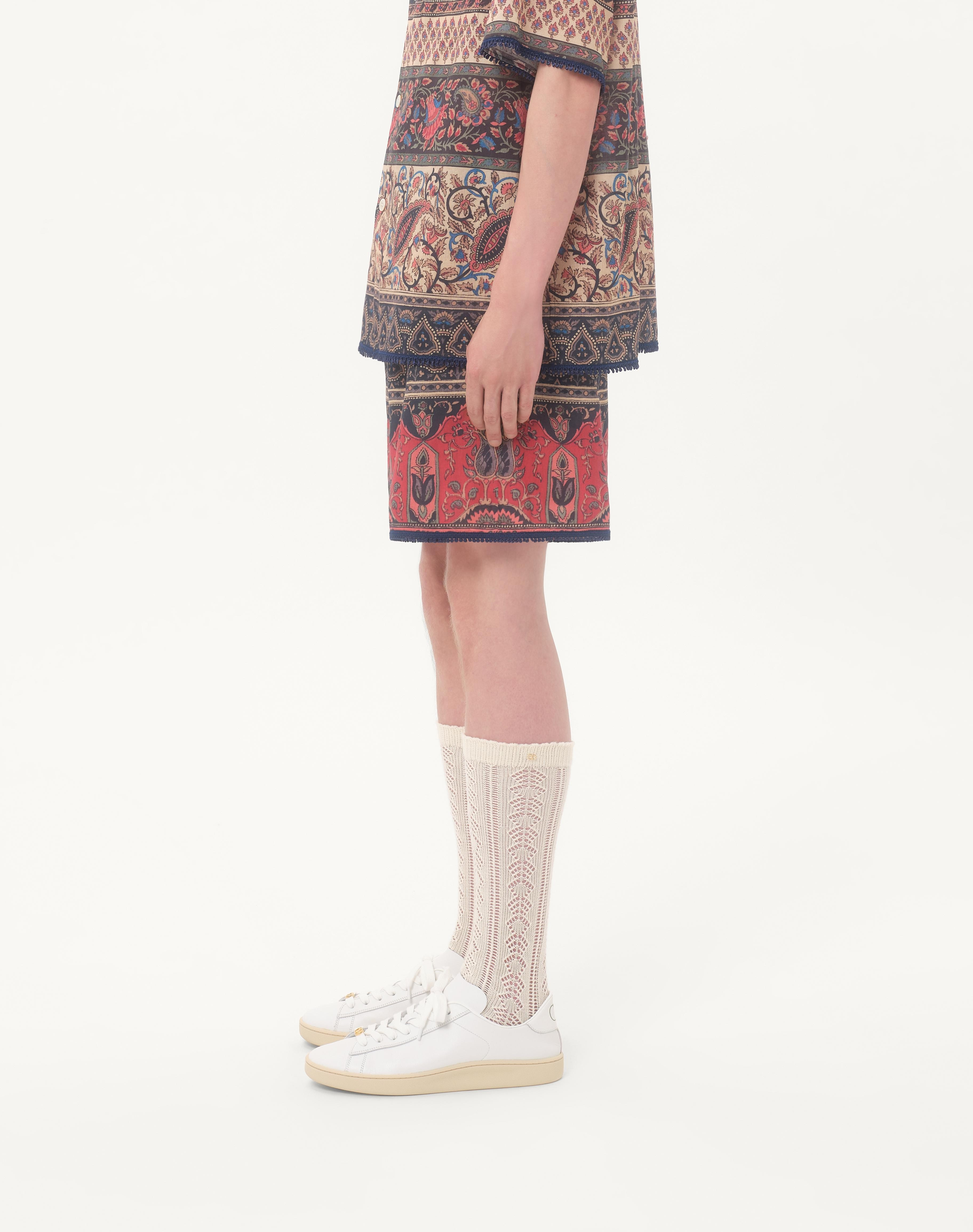 COTTON MUSLIN BERMUDA SHORTS WITH VOYAGE IMAGINAIRE PRINT AND PASSEMENTERIE TRIM - 4