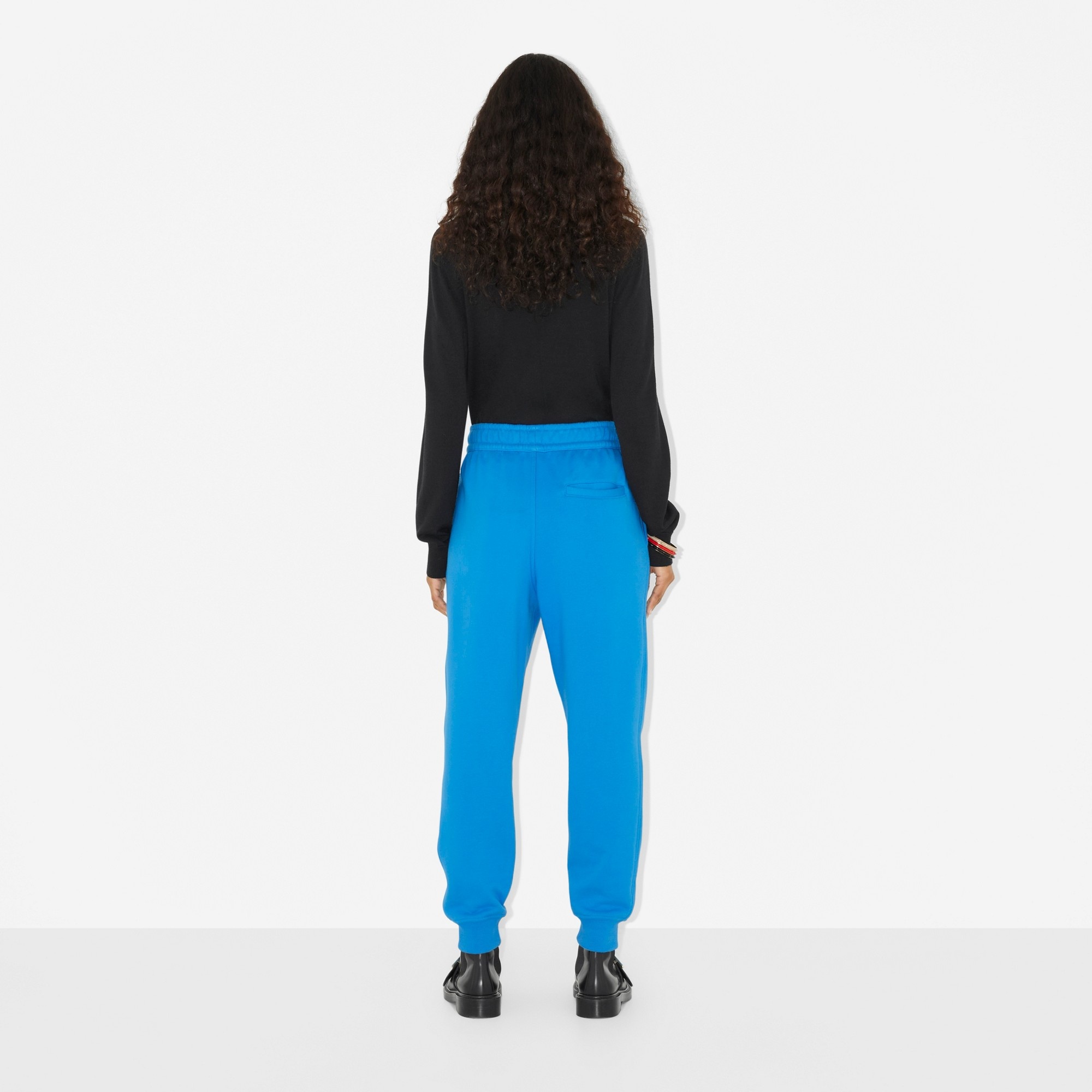Embroidered Letter Motif Cotton Jogging Pants - 4