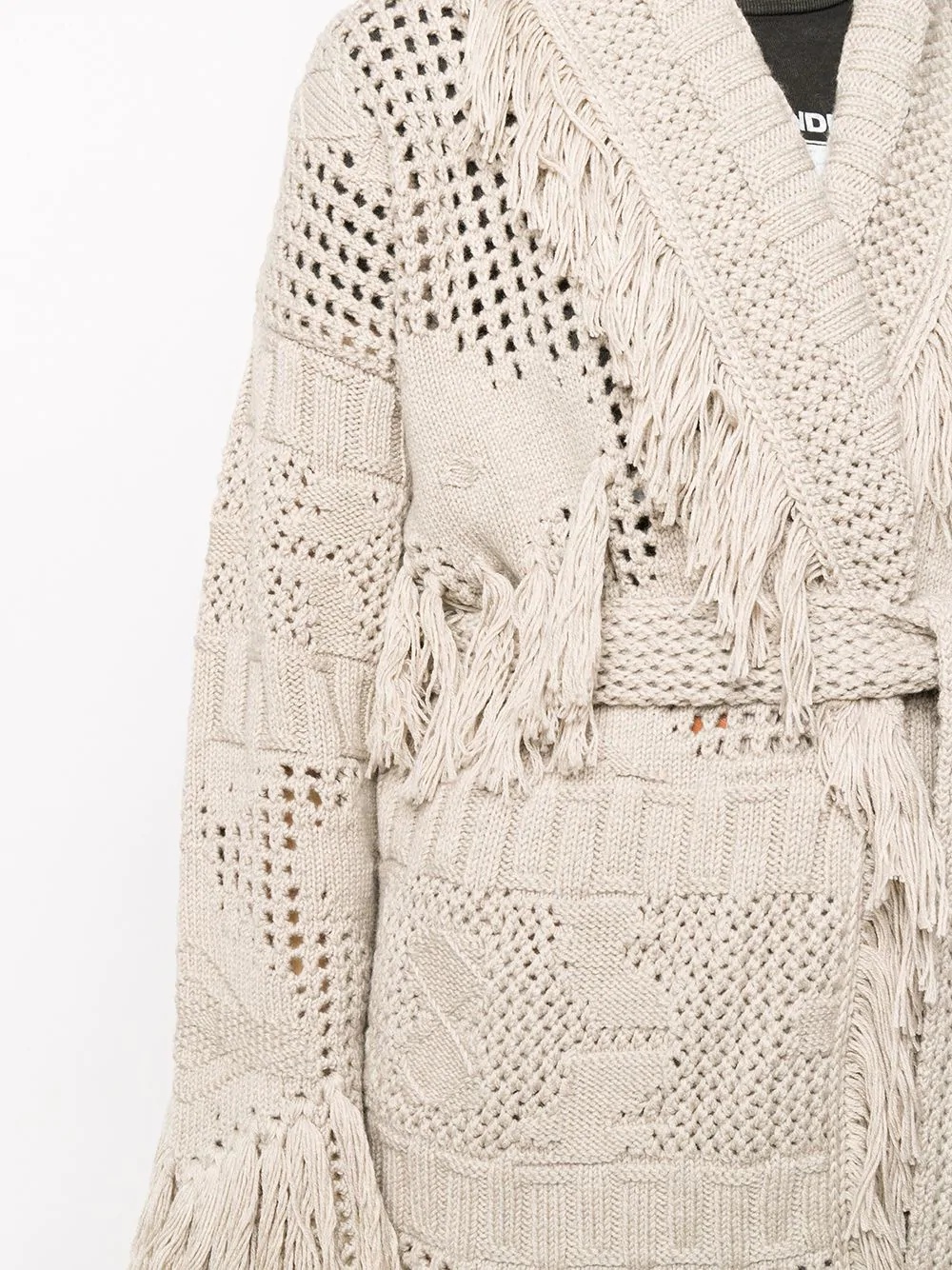 virgin wool tassel knit wrap cardigan - 5