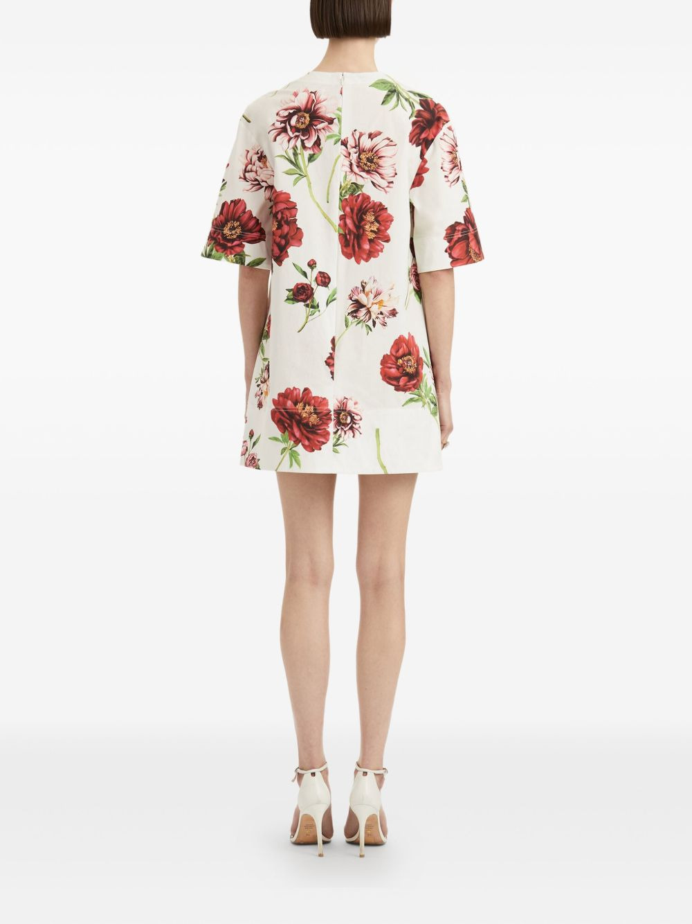 peony-print shift mini dress - 4
