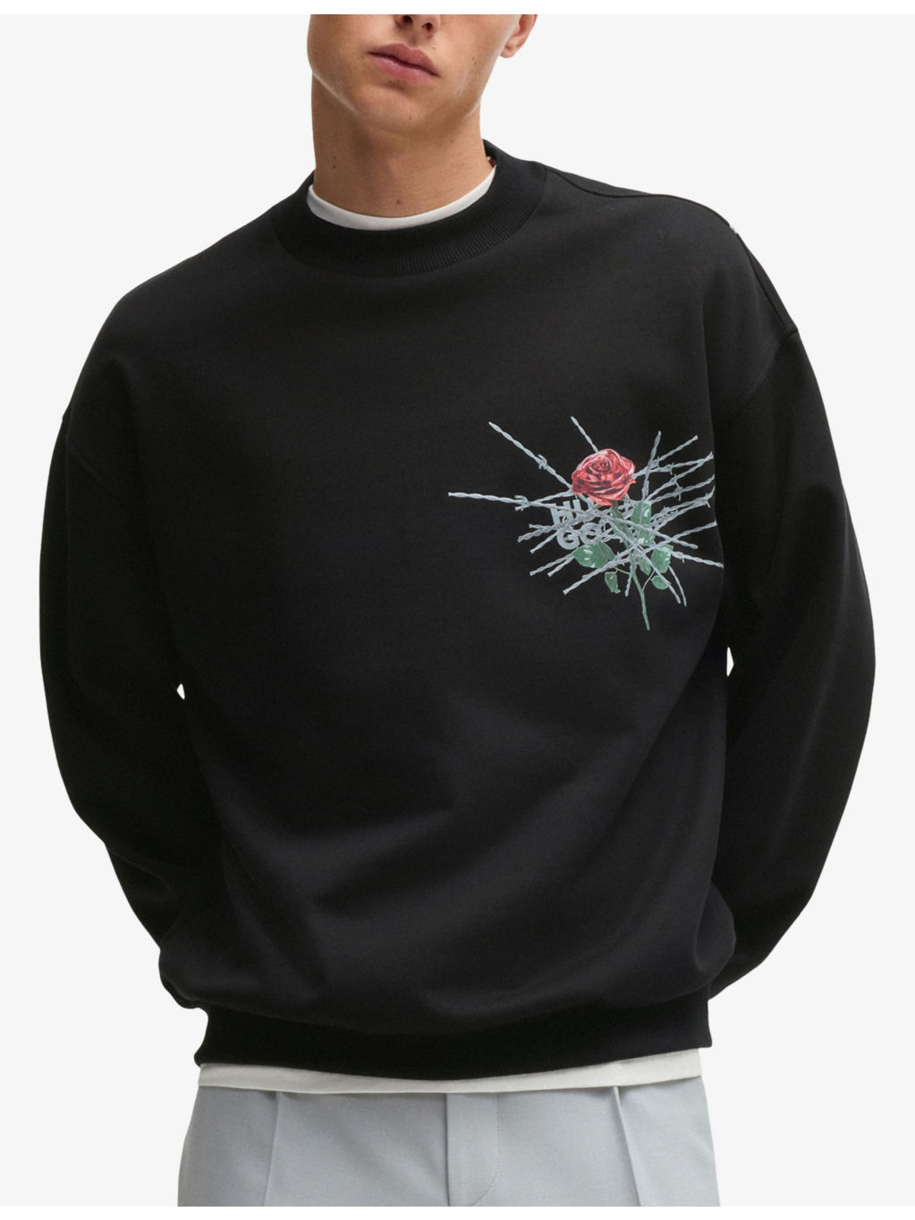Branded-print crewneck cotton-jersey sweatshirt - 3