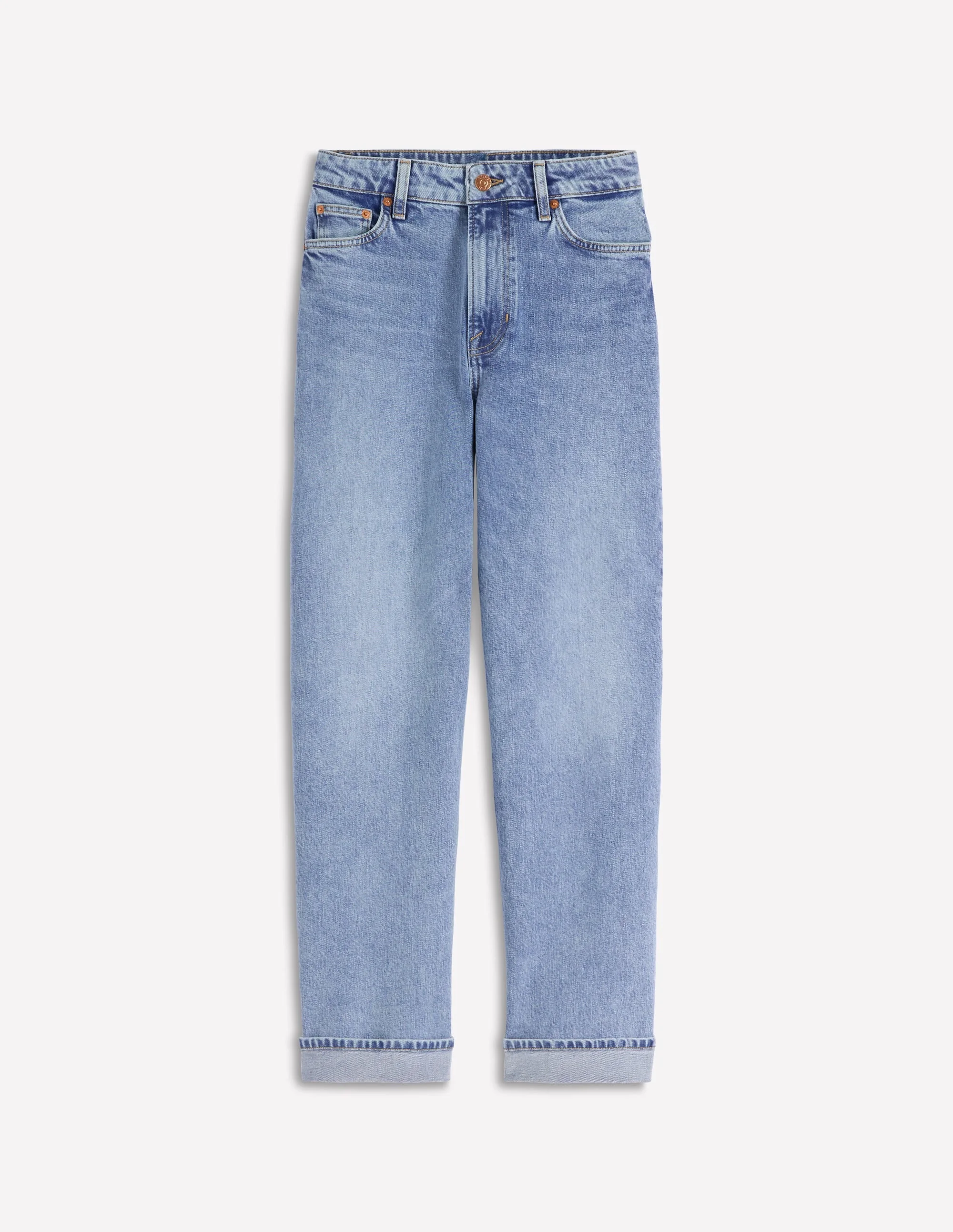 Mid Rise Straight Leg Jeans-Light Vintage - 1