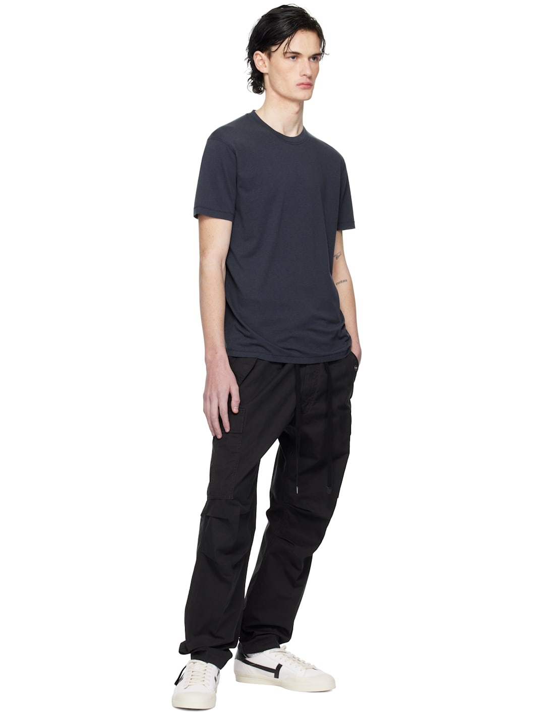 Navy Lyocell Cotton Crew T-shirt - 4