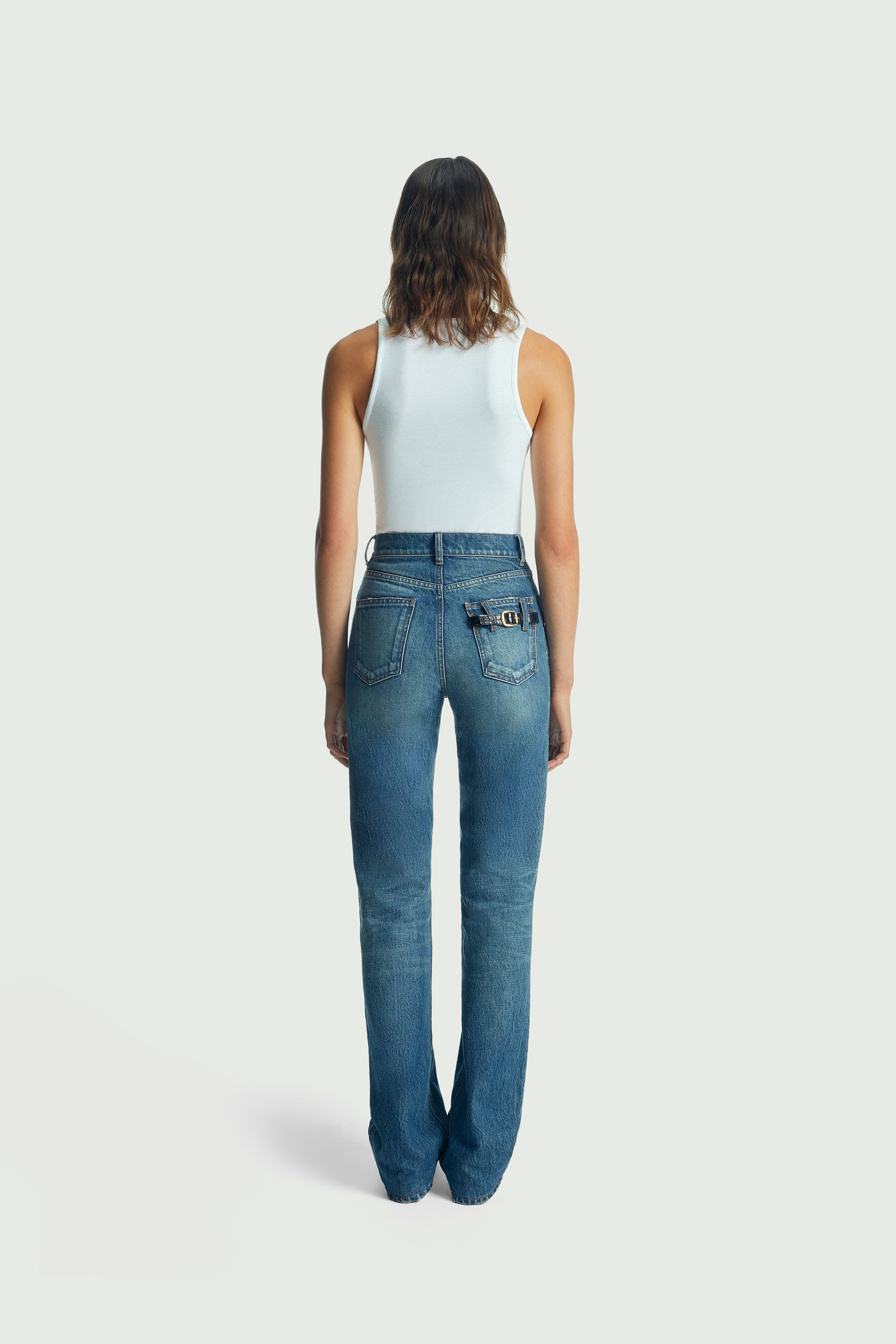 Straight Leg Denim Pants - 5