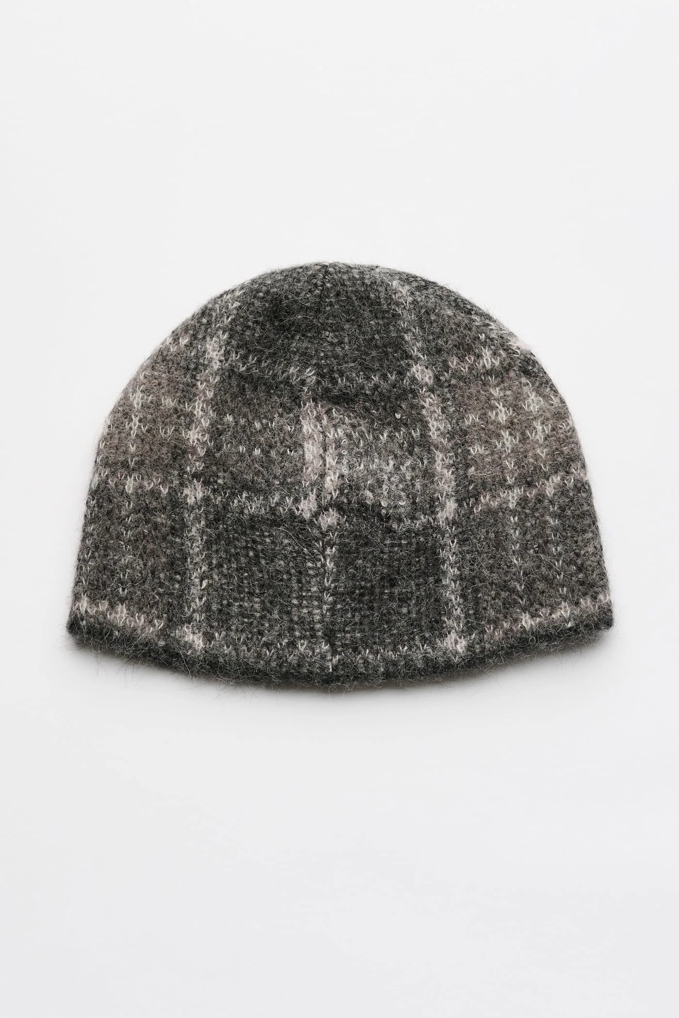 Beanie Grand Check Fuzzy Alpaca - 1