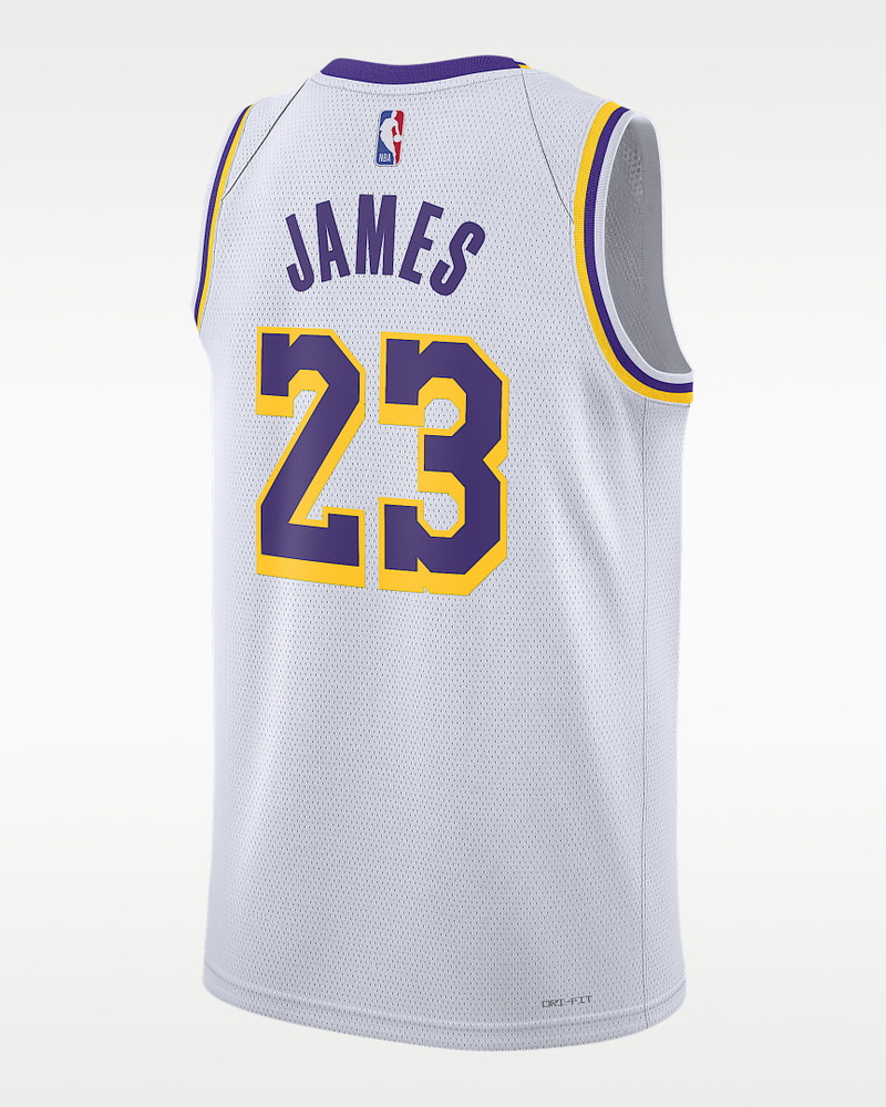 Nike Los Angeles Lakers Association Edition 2022/23 Nike Men's Dri-FIT NBA Swingman Jersey outlook