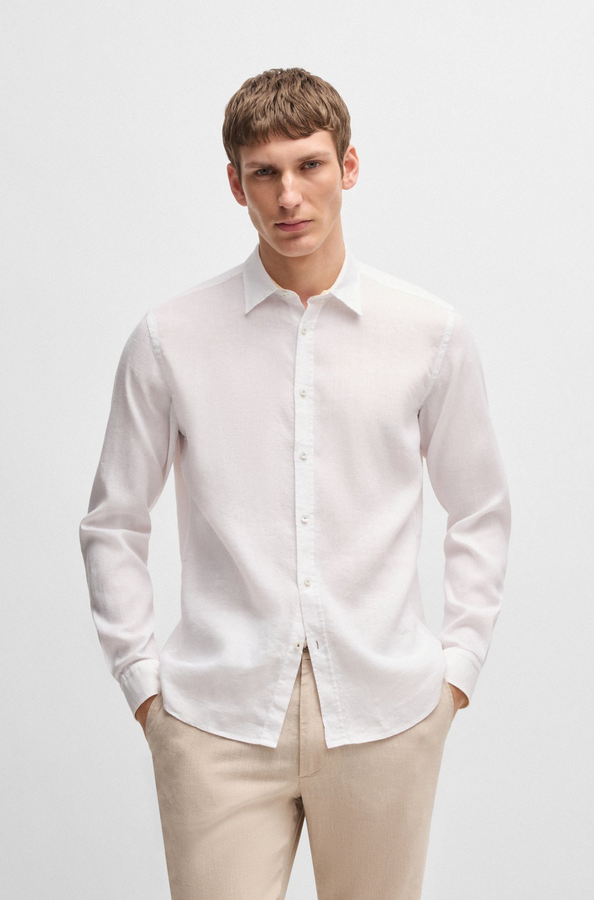 SLIM-FIT SHIRT IN STRETCH LINEN - 2