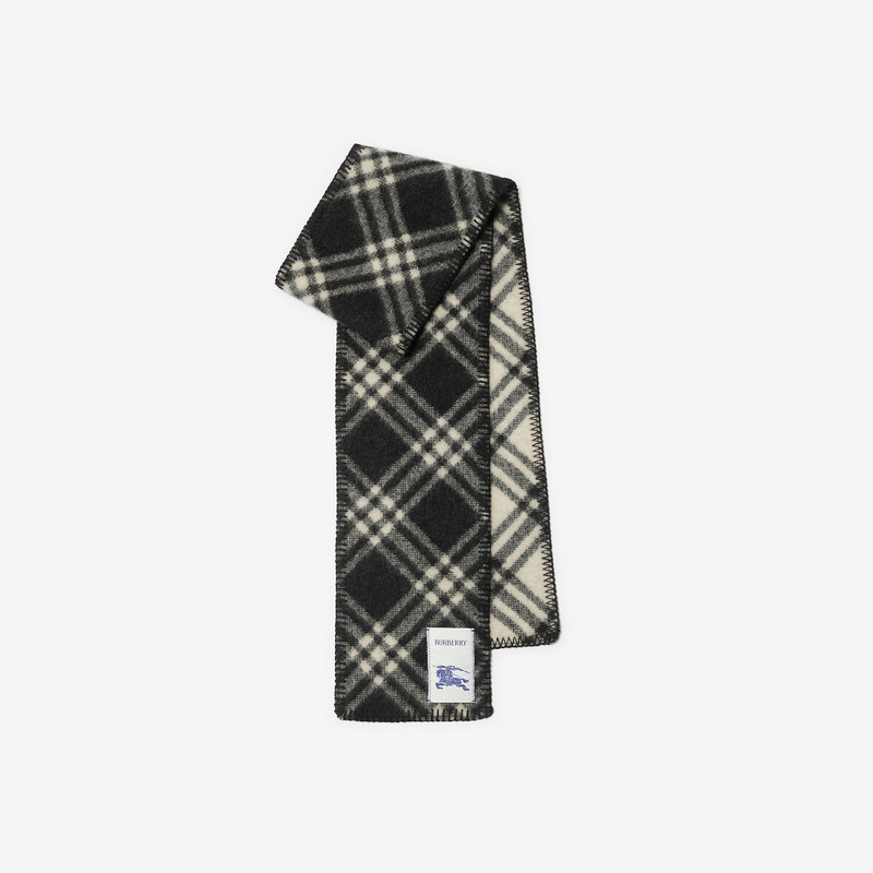 Narrow Check Wool Scarf 1