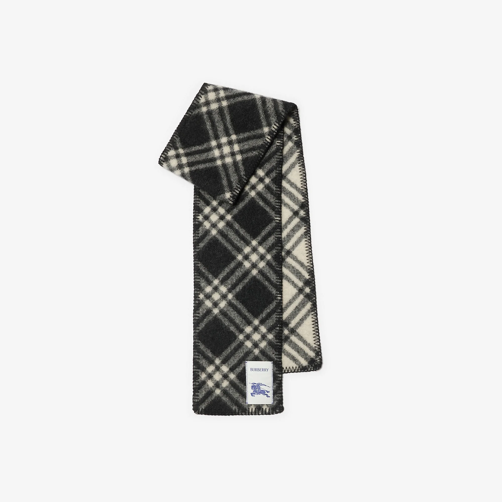 Narrow Check Wool Scarf - 1