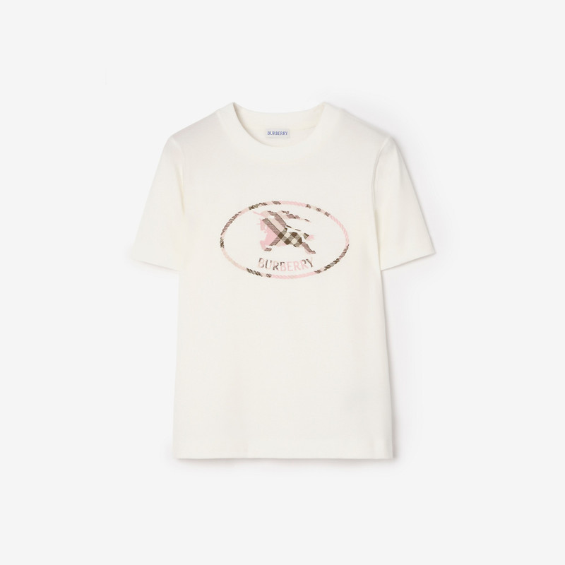 Check Knight Stamp Cotton T-shirt 1