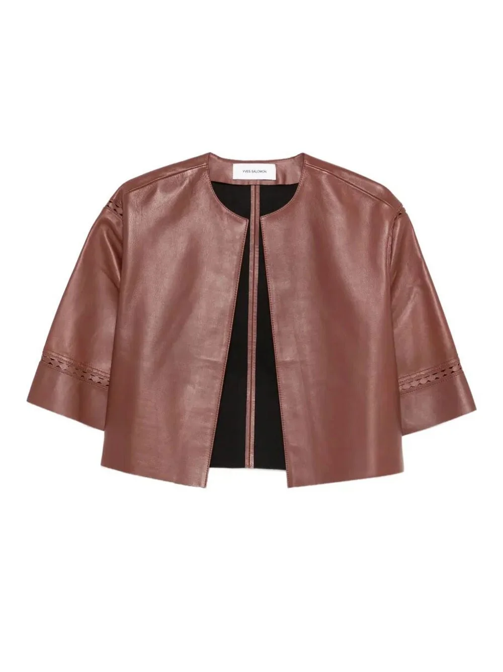 LASER-CUT LEATHER CROPPED JACKET - 1