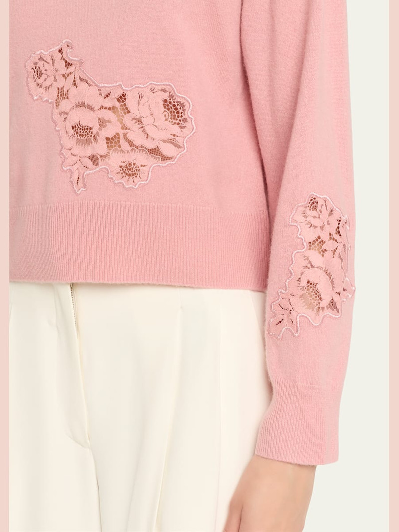 LoveShackFancy Lazuli Cashmere & Lace Sweater outlook