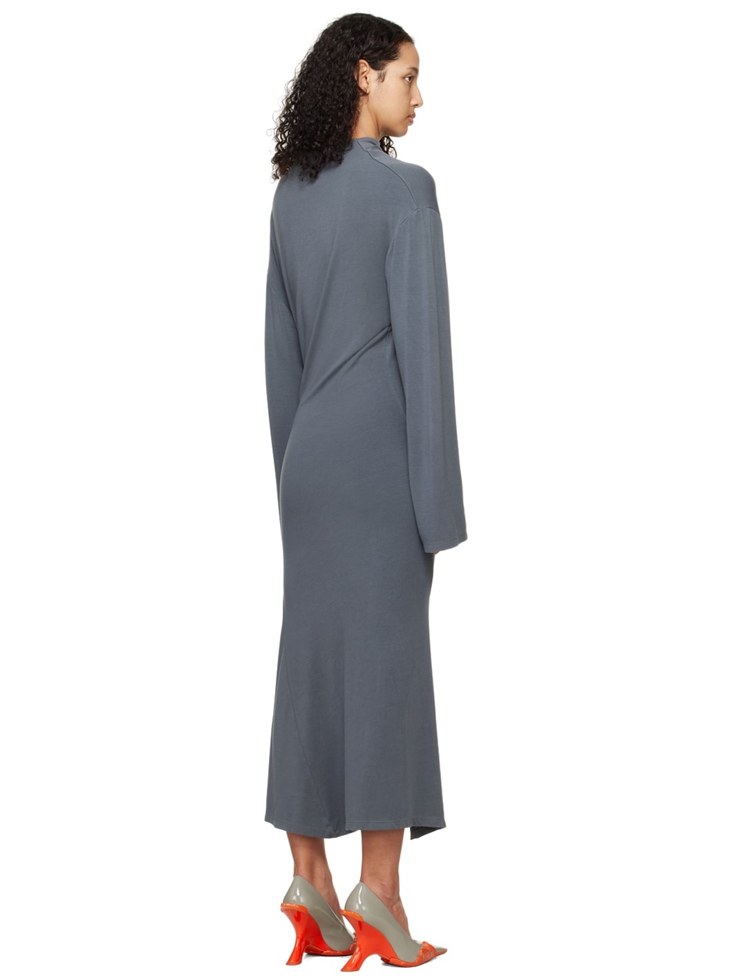 Gray Vented Midi Dress - 3