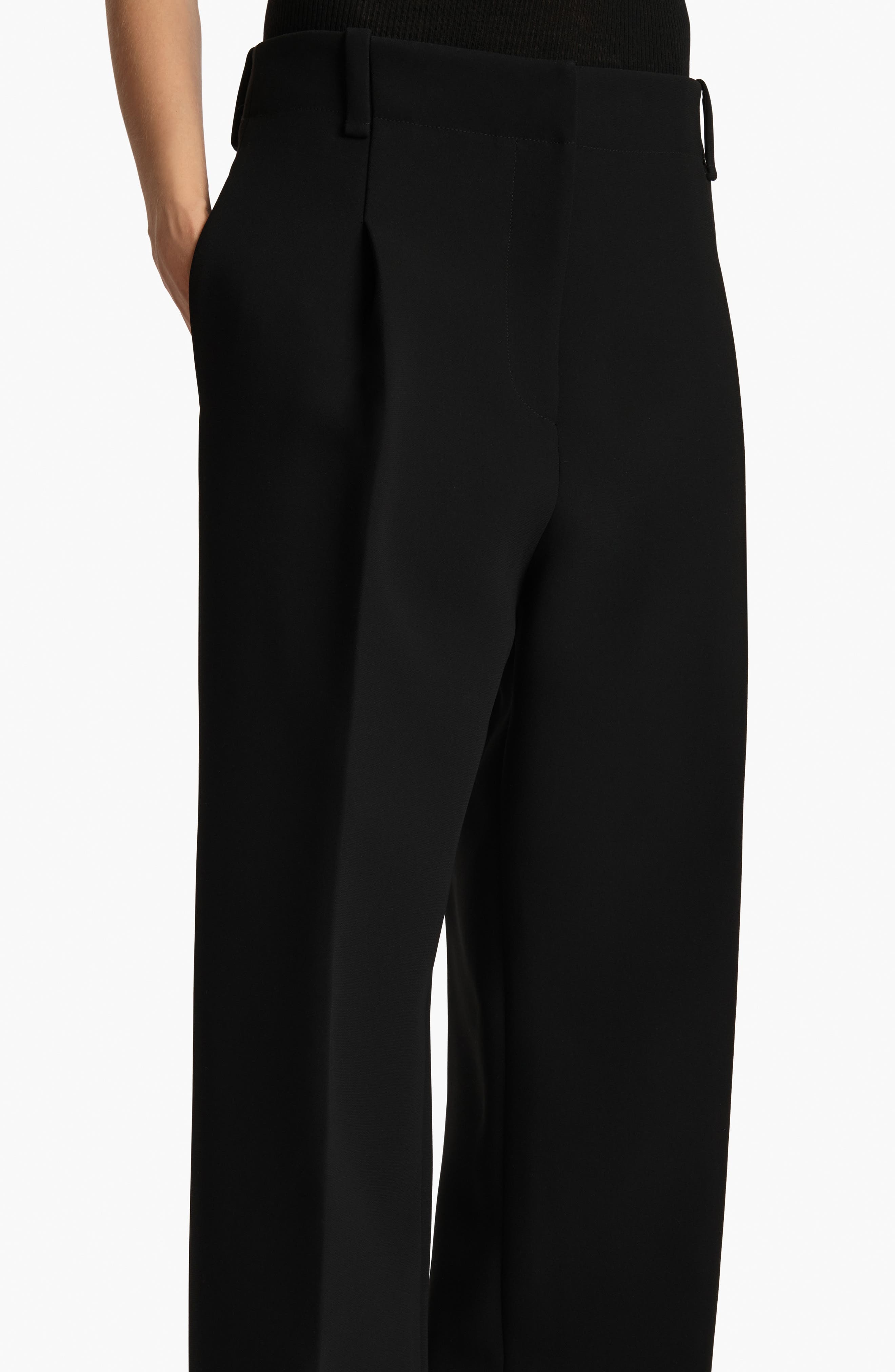 Khaite Lenton Pleated Straight Leg Pants in Black at Nordstrom - 3