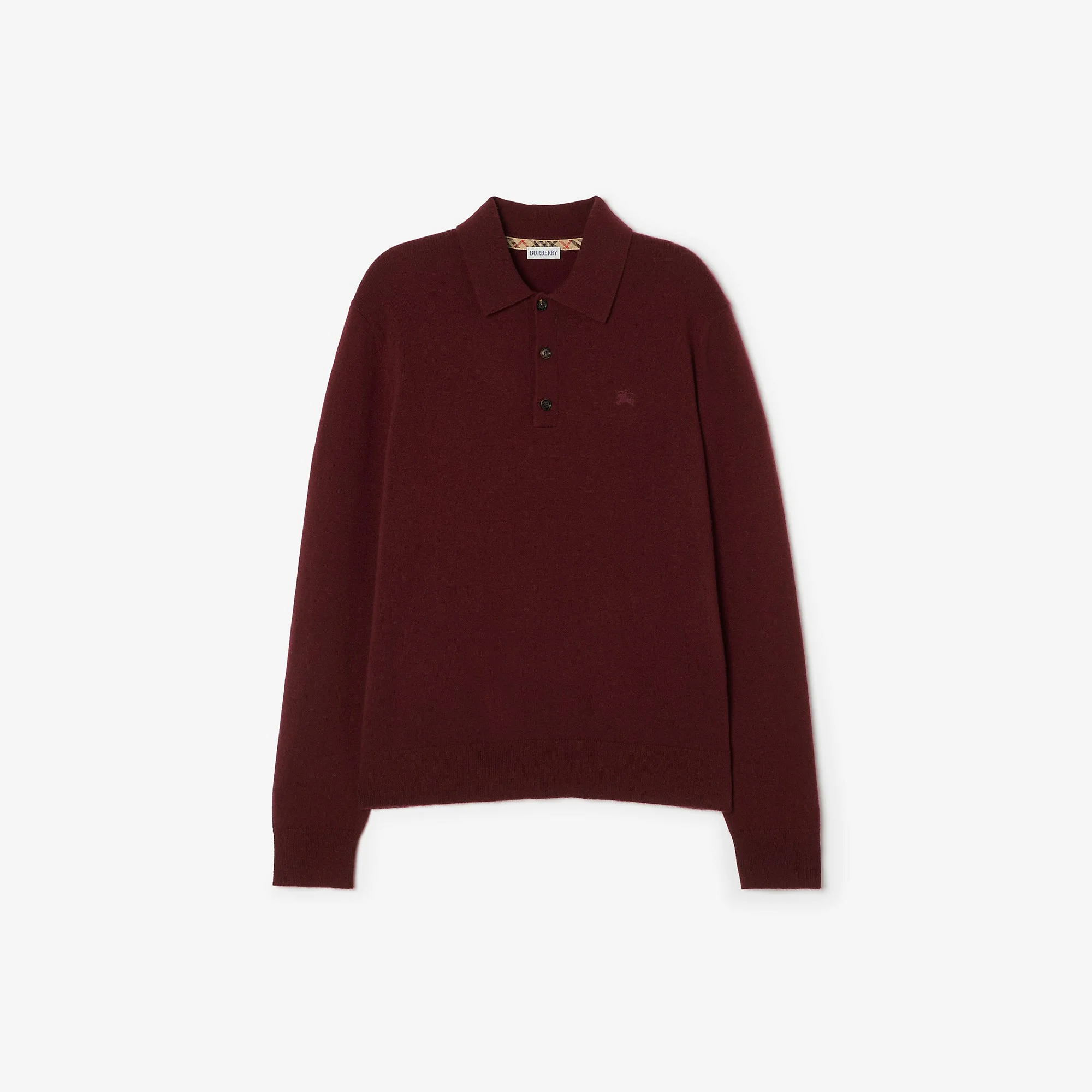 Long-sleeve Cashmere Blend Polo Shirt - 1