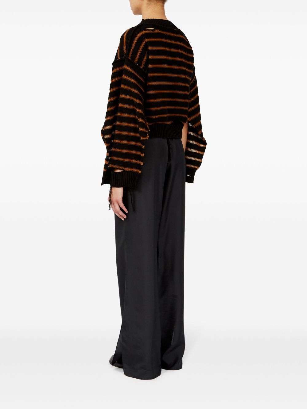 striped cotton knit cardigan - 4