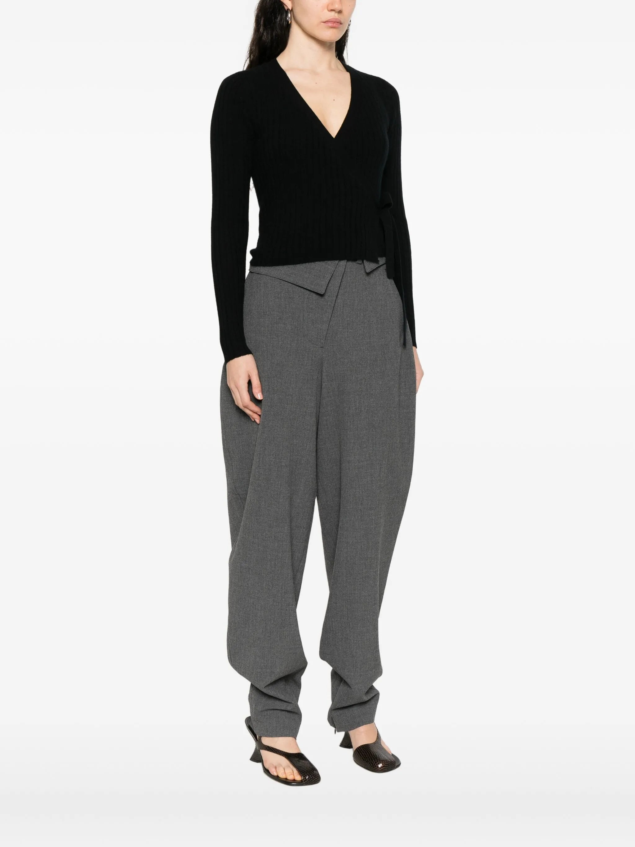 Allude Ribbed Wrap Cardigan - 3