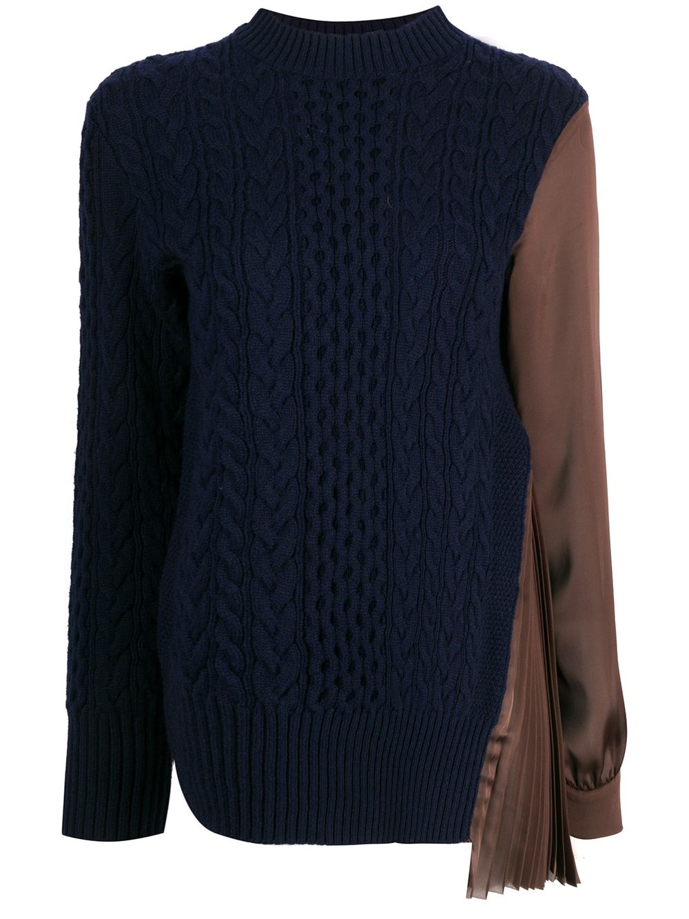 satin-panelled cable-knit top - 1