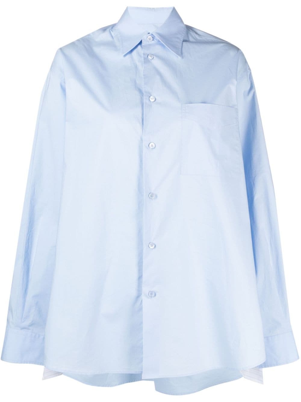 pinstripe-panel cotton shirt - 1