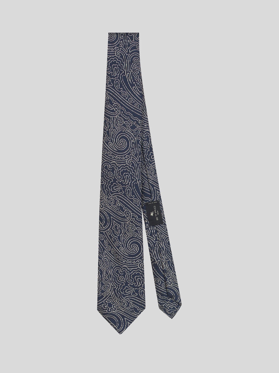 SILK TIE WITH GRAPHIC PAISLEY DESIGNS - 1