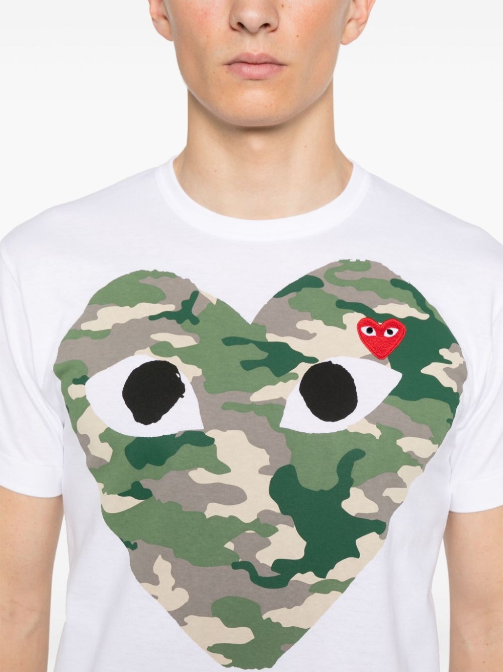 camouflage heart-print cotton T-shirt - 5
