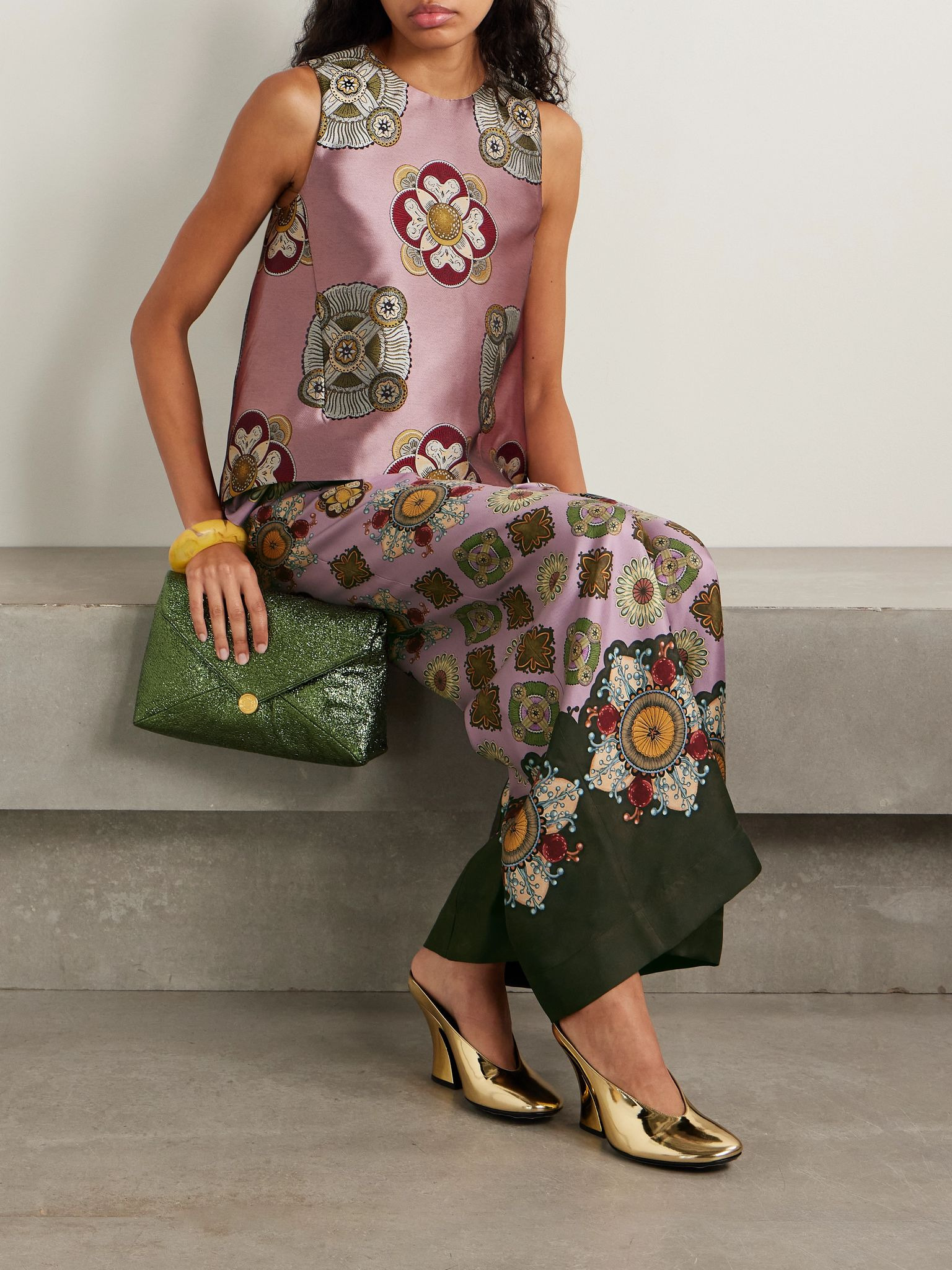 Icon La Scala satin-jacquard top Purple - 2