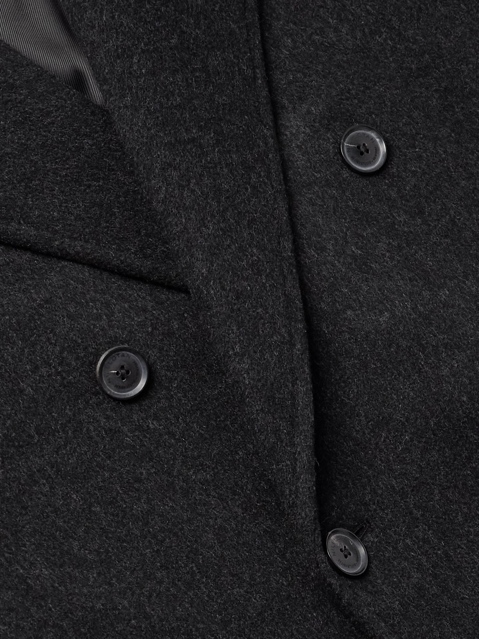 Bennett Double-Breasted Brushed-Wool Coat Black - 4