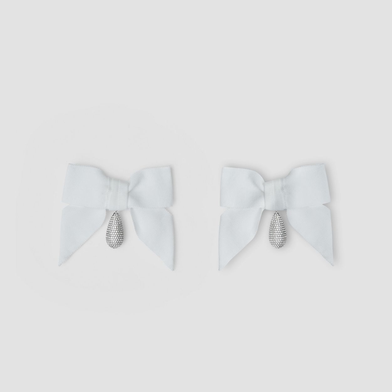 Crystal Detail Palladium-plated Oversized Bow Earrings - 1