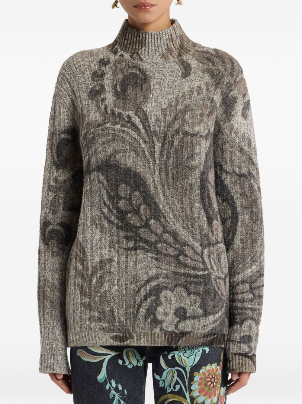 paisley-pattern ribbed sweater - 2