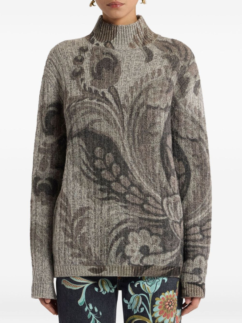Etro paisley-pattern ribbed sweater outlook