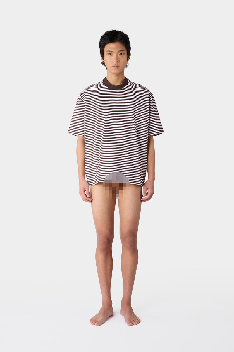 STRIPED OVER T-SHIRT / brown & optical white 5