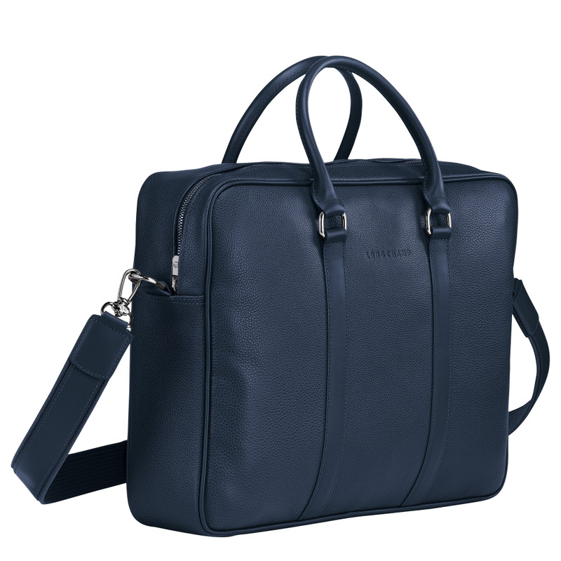 Le Foulonné M Briefcase Navy - Leather 3