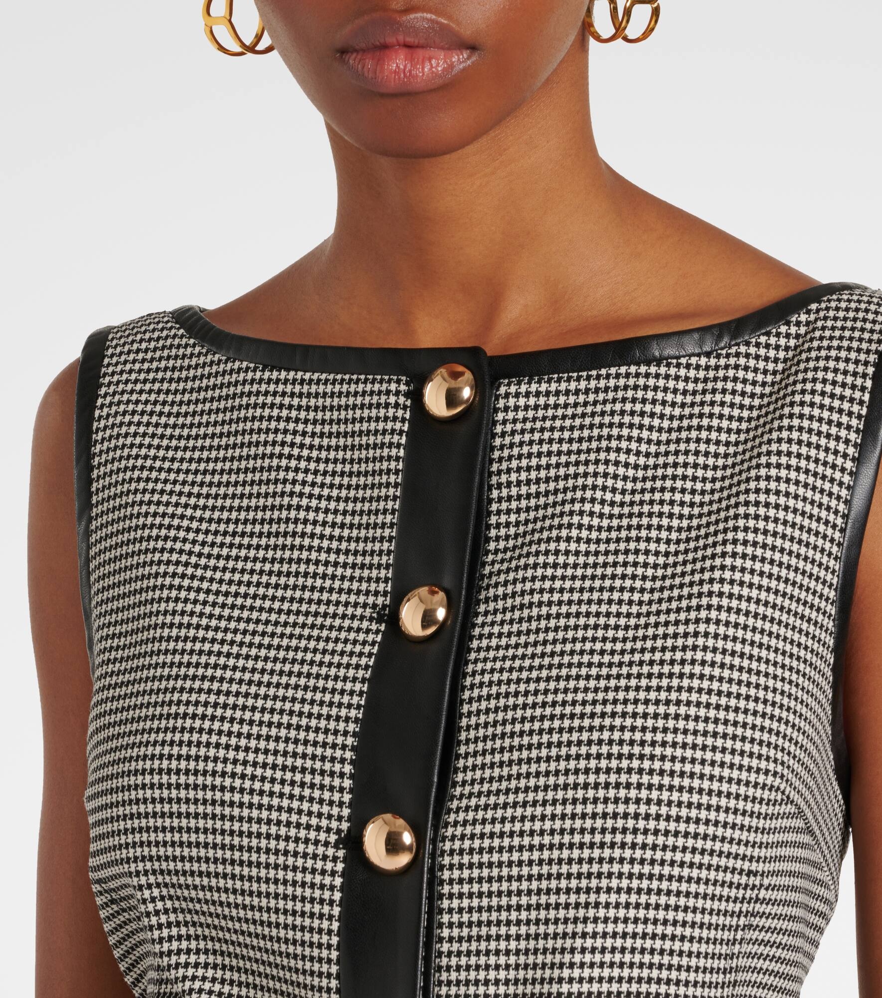Cressida checked faux leather-trimmed vest - 4