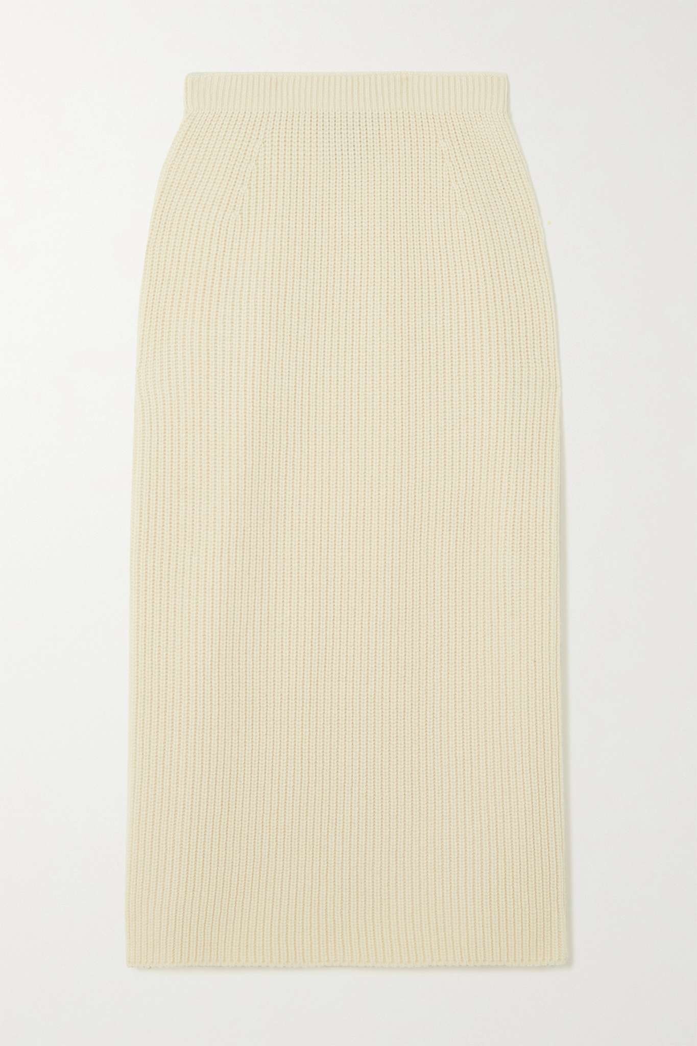 Davenport zip-embellished ribbed cashmere midi skirt - 1