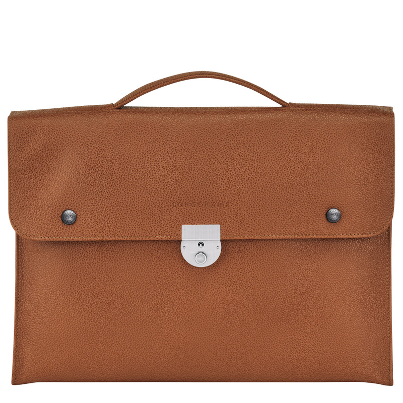 Le Foulonné S Briefcase Caramel - Leather 1