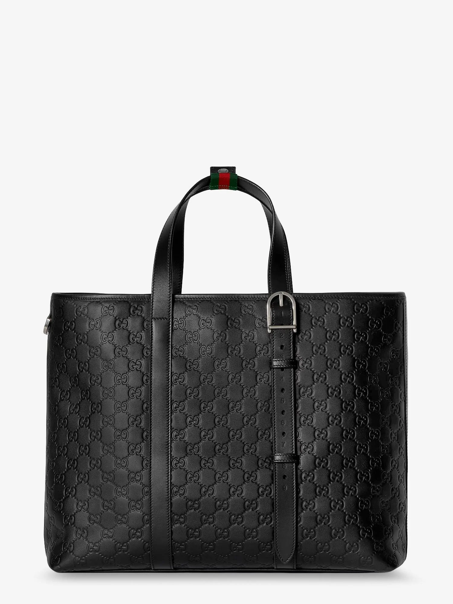 Gucci Gg Emblem Leather Shopping Bag With Embossed Gg Motif - 1