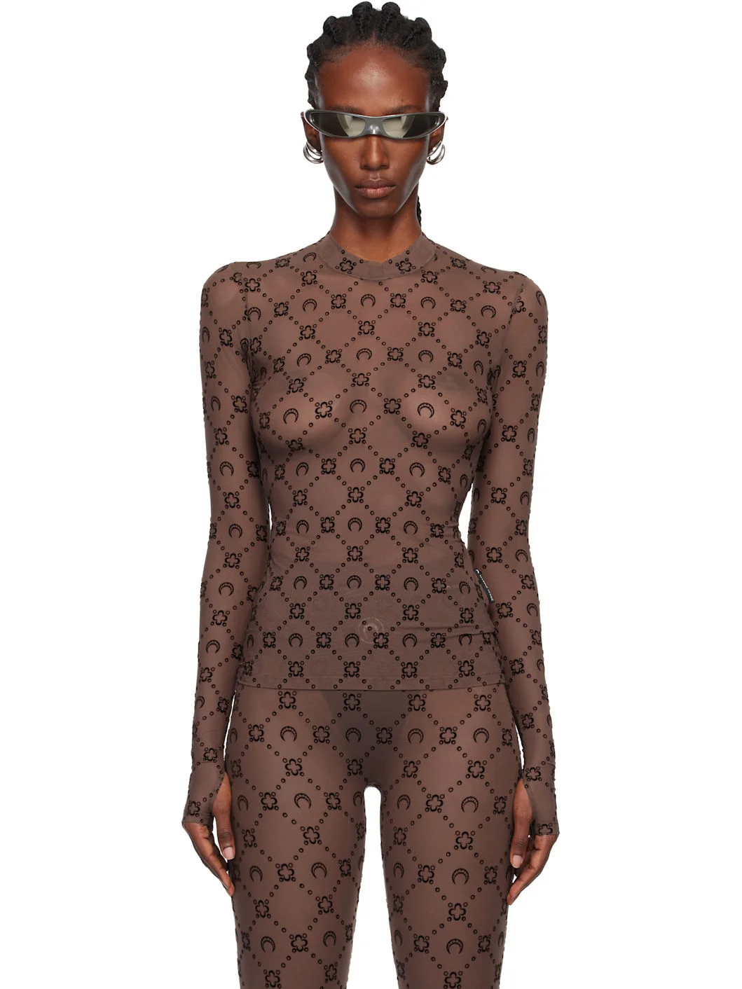 SSENSE Exclusive Brown Flock Second Skin Highneck Top - 1