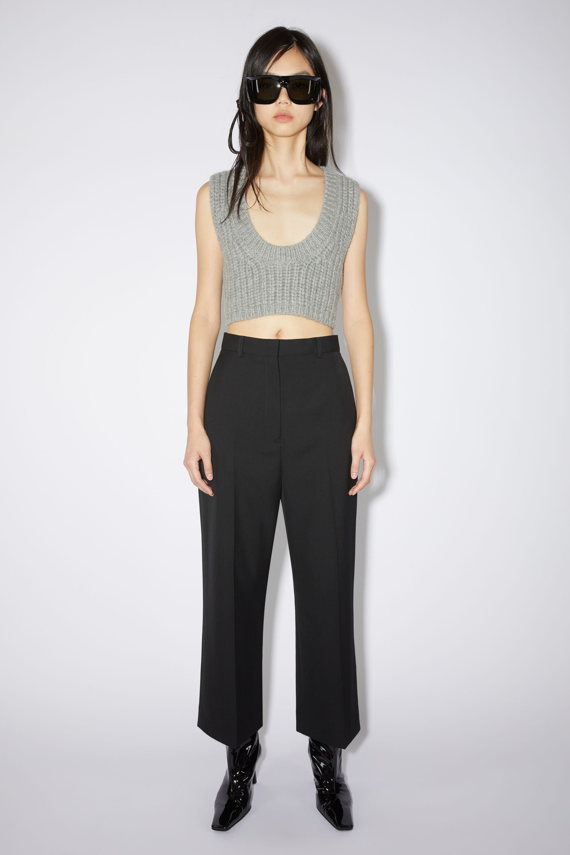 Wool blend trousers - Black - 2