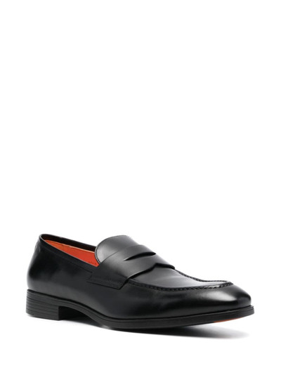 Santoni polished leather penny loafers outlook