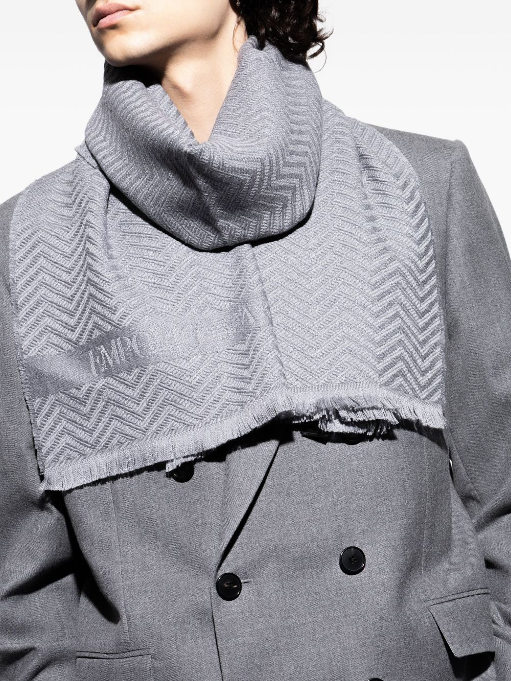 herringbone wool scarf - 4