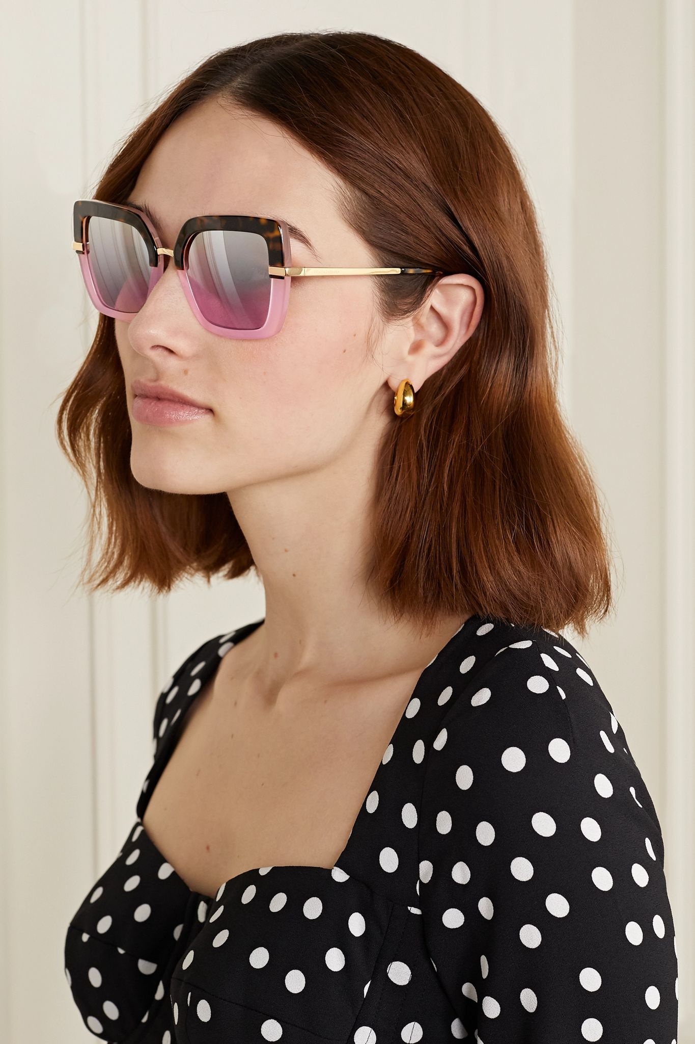 Square-frame acetate and gold-tone sunglasses - 2